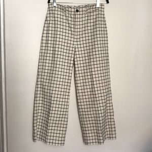 Graphic check wide leg trousers